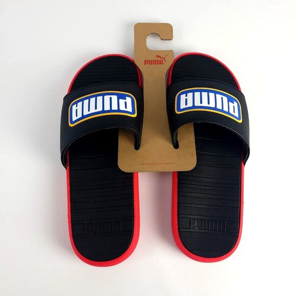 Puma Cool Cat Alumni Retro Black Red Blue Yellow Slides Sandals Mens 12 - Picture 7 of 9